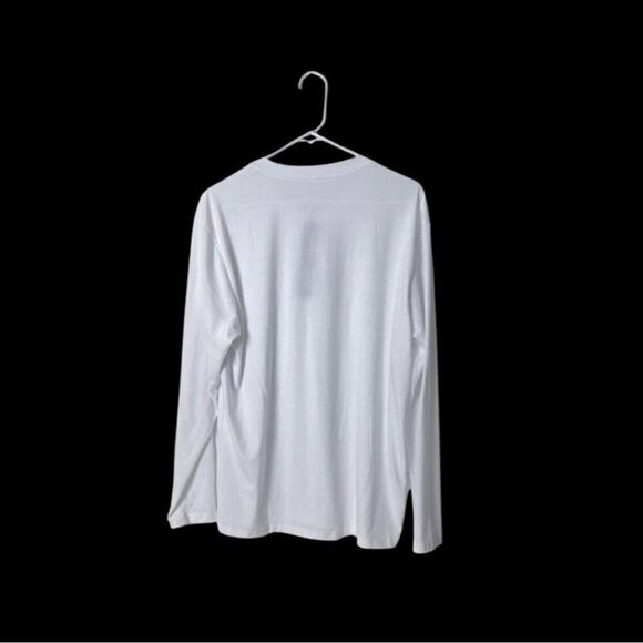 Mens White Long Sleeve Henley Shirt With Pocket 65% Cotton 35% Polyester - Picture 3 of 6